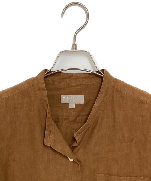 MARGARET HOWELL（マーガレットハウエル）MARGARET HOWELL (マーガレットハウエル) リネンクロップドシャツ ブラウン サイズ:1の古着・服飾アイテム