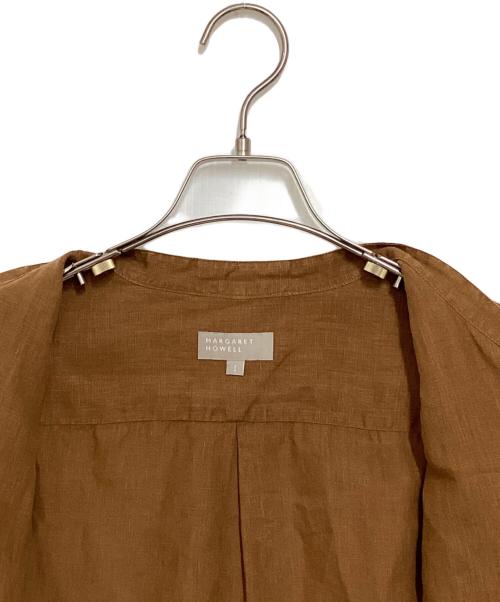 MARGARET HOWELL（マーガレットハウエル）MARGARET HOWELL (マーガレットハウエル) リネンクロップドシャツ ブラウン サイズ:1の古着・服飾アイテム