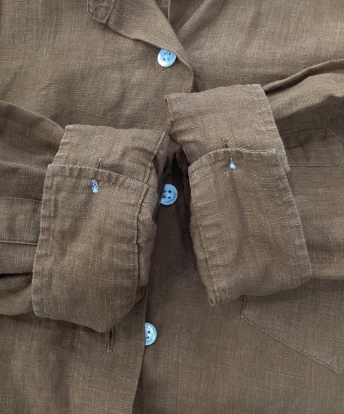 MARGARET HOWELL（マーガレットハウエル）MARGARET HOWELL (マーガレットハウエル) リネンクロップドシャツ ブラウン サイズ:1の古着・服飾アイテム