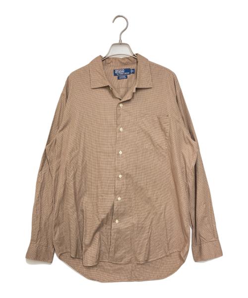 POLO RALPH LAUREN（ポロ・ラルフローレン）POLO RALPH LAUREN (ポロ・ラルフローレン) オープンカラーシャツ ベージュ×ブラウン サイズ:Mの古着・服飾アイテム