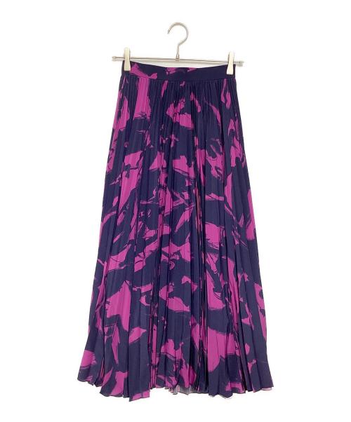 sheller（シェリエ）sheller (シェリエ) ペイントプリーツミディスカート ネイビー×ピンク サイズ:Mの古着・服飾アイテム