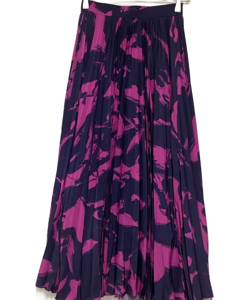 sheller（シェリエ）sheller (シェリエ) ペイントプリーツミディスカート ネイビー×ピンク サイズ:Mの古着・服飾アイテム