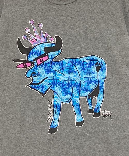 stussy（ステューシー）stussy (ステューシー) MADSTEEZ MADSTEEZ TEE グレー×ブルー サイズ:Sの古着・服飾アイテム