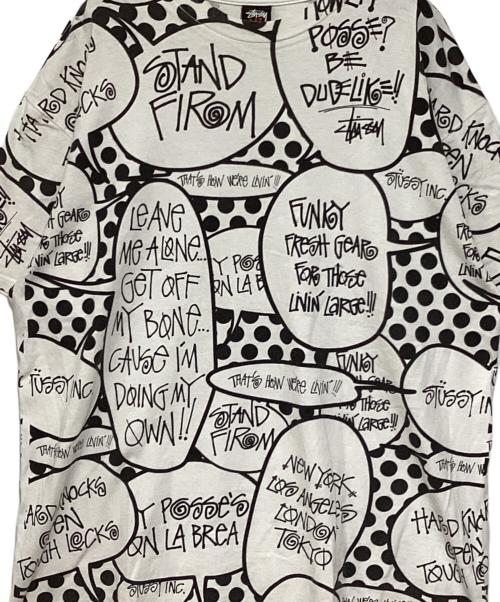 stussy（ステューシー）stussy (ステューシー) ショーンフォントプリントTシャツ ホワイト×ブラック サイズ:XLの古着・服飾アイテム