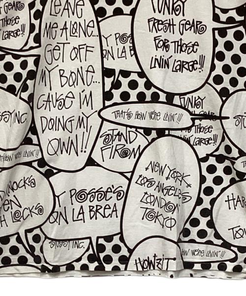 stussy（ステューシー）stussy (ステューシー) ショーンフォントプリントTシャツ ホワイト×ブラック サイズ:XLの古着・服飾アイテム