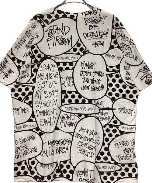 stussy（ステューシー）stussy (ステューシー) ショーンフォントプリントTシャツ ホワイト×ブラック サイズ:XLの古着・服飾アイテム