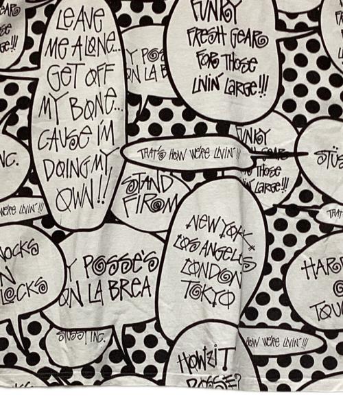 stussy（ステューシー）stussy (ステューシー) ショーンフォントプリントTシャツ ホワイト×ブラック サイズ:XLの古着・服飾アイテム