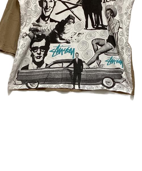stussy（ステューシー）stussy (ステューシー) ラグランカットソー ホワイト×ブラウン サイズ:XLの古着・服飾アイテム