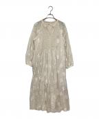 ne quittez pasヌキテパ）の古着「Cotton Voile Sedum Foil Print Shirring Dress」｜ベージュ