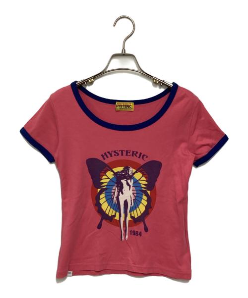 Hysteric Glamour（ヒステリックグラマー）Hysteric Glamour (ヒステリックグラマー) リンガーチビTシャツ ピンク×ブルー サイズ:Freeの古着・服飾アイテム