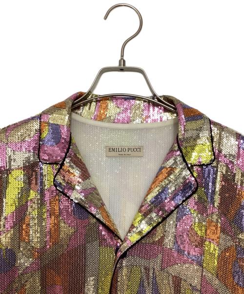 Emilio Pucci（エミリオ プッチ）Emilio Pucci (エミリオ プッチ) L.S.BLOUSE スパンコールシャツ マルチカラー サイズ:38の古着・服飾アイテム
