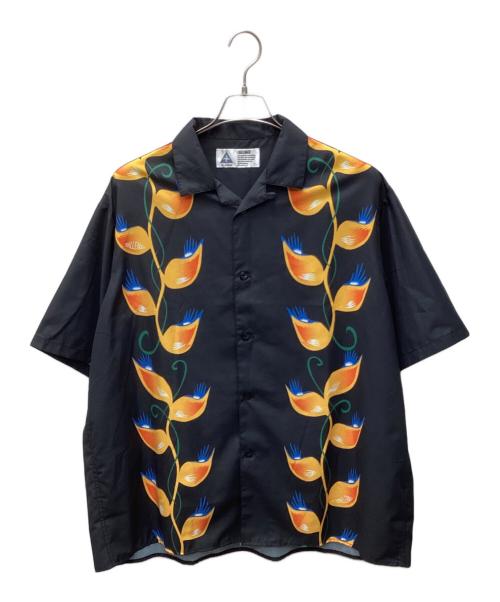 CHALLENGER（チャレンジャー）CHALLENGER (チャレンジャー) S/S FLAME LEAF SHIRT ブラック×オレンジ サイズ:XLの古着・服飾アイテム