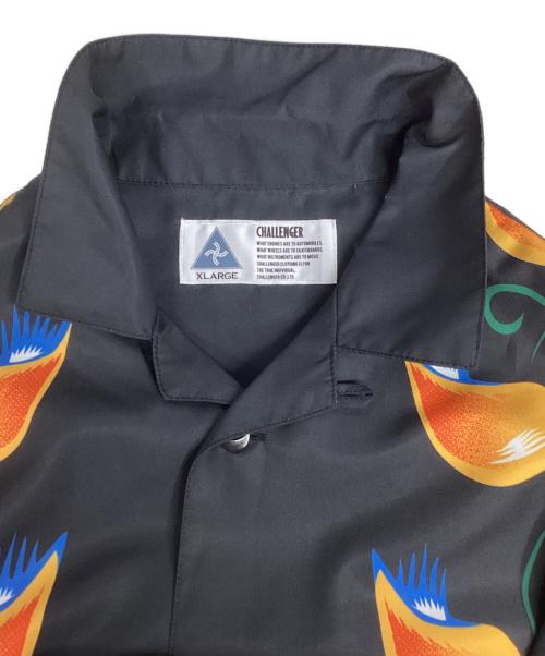 CHALLENGER（チャレンジャー）CHALLENGER (チャレンジャー) S/S FLAME LEAF SHIRT ブラック×オレンジ サイズ:XLの古着・服飾アイテム
