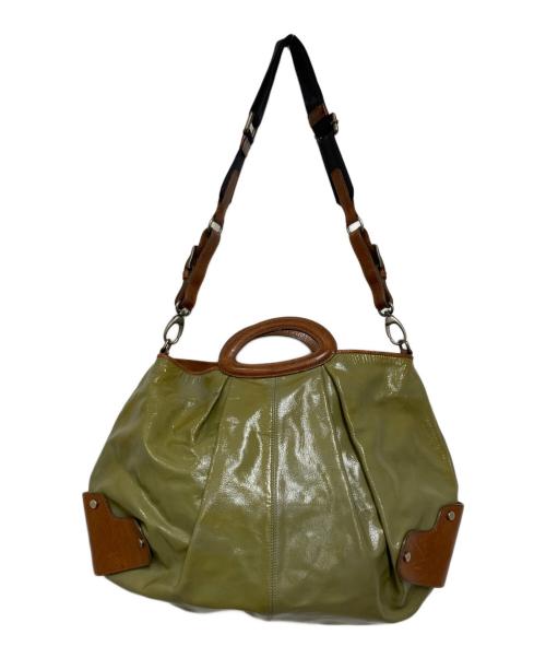 MARNI（マルニ）MARNI (マルニ) 2WAYコーティングバルーンバッグ グリーン×ブラウンの古着・服飾アイテム