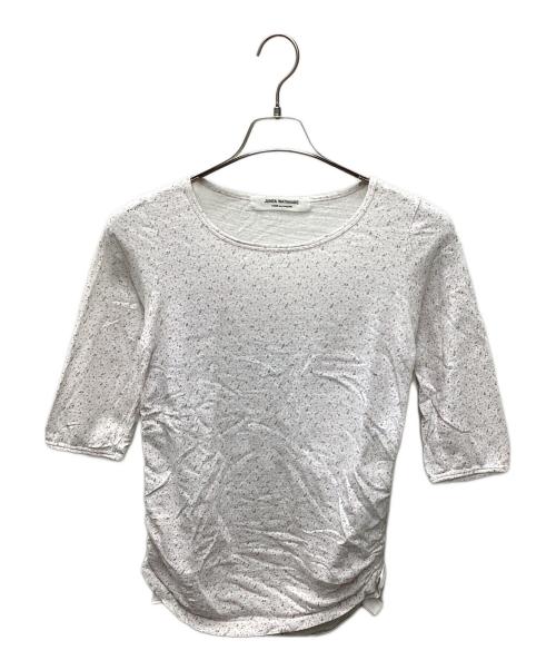 JUNYA WATANABE COMME des GARCONS（(ジュンヤワタナベ コムデギャルソン）JUNYA WATANABE COMME des GARCONS ((ジュンヤワタナベ コムデギャルソン) 小花柄サイドベルトテープデザインカットソー ホワイト×ピンク サイズ:表記無しの古着・服飾アイテム