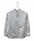 MARGARET HOWELLマーガレットハウエル）の古着「リネン混ストライプシャツ」｜ホワイト×ブルー