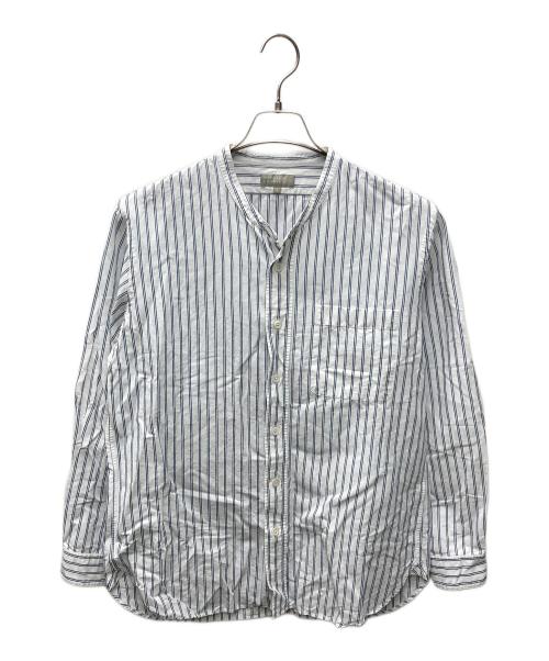 MARGARET HOWELL（マーガレットハウエル）MARGARET HOWELL (マーガレットハウエル) リネン混ストライプシャツ ホワイト×ブルー サイズ:Lの古着・服飾アイテム