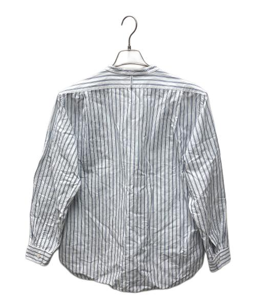MARGARET HOWELL（マーガレットハウエル）MARGARET HOWELL (マーガレットハウエル) リネン混ストライプシャツ ホワイト×ブルー サイズ:Lの古着・服飾アイテム