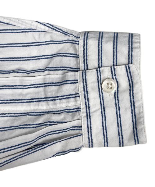 MARGARET HOWELL（マーガレットハウエル）MARGARET HOWELL (マーガレットハウエル) リネン混ストライプシャツ ホワイト×ブルー サイズ:Lの古着・服飾アイテム