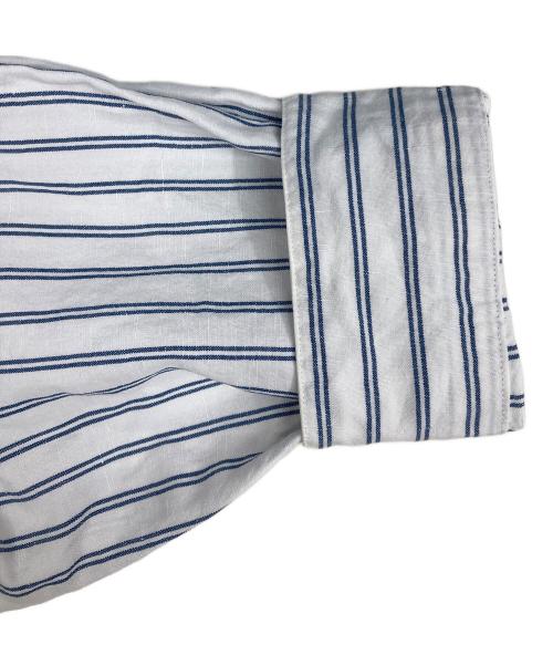 MARGARET HOWELL（マーガレットハウエル）MARGARET HOWELL (マーガレットハウエル) リネン混ストライプシャツ ホワイト×ブルー サイズ:Lの古着・服飾アイテム