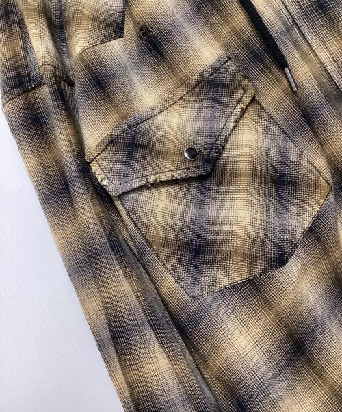 Maison MIHARA YASUHIRO（メゾン ミハラ ヤスヒロ）Maison MIHARA YASUHIRO (メゾン ミハラ ヤスヒロ) 25SS Hoodie Combine Checkered Shirt ブラウン サイズ:44の古着・服飾アイテム