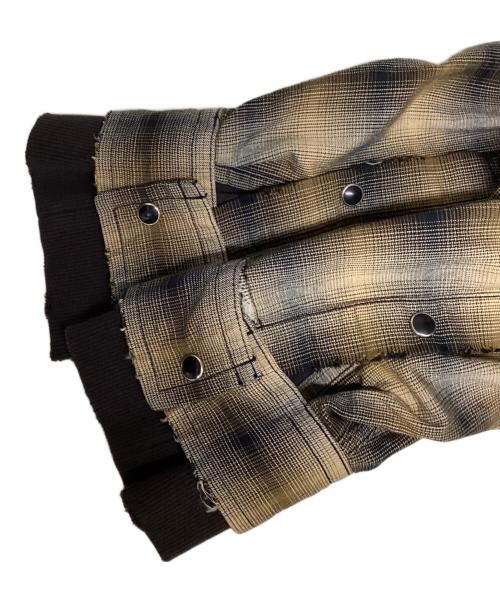 Maison MIHARA YASUHIRO（メゾン ミハラ ヤスヒロ）Maison MIHARA YASUHIRO (メゾン ミハラ ヤスヒロ) 25SS Hoodie Combine Checkered Shirt ブラウン サイズ:44の古着・服飾アイテム