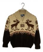 POLO RALPH LAURENポロ・ラルフローレン）の古着「ウールシルクブレンド カウチンプルオーバーニット」｜ベージュ×ブラウン