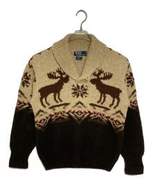 POLO RALPH LAUREN（ポロ・ラルフローレン）の古着「ウールシルクブレンド カウチンプルオーバーニット」｜ベージュ×ブラウン