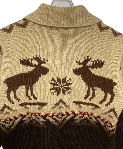POLO RALPH LAUREN（ポロ・ラルフローレン）POLO RALPH LAUREN (ポロ・ラルフローレン) ウールシルクブレンド カウチンプルオーバーニット ベージュ×ブラウン サイズ:不明の古着・服飾アイテム