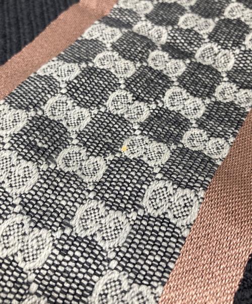GUCCI（グッチ）GUCCI (グッチ) シルクブレンドウールマフラー ブラック×ピンクの古着・服飾アイテム