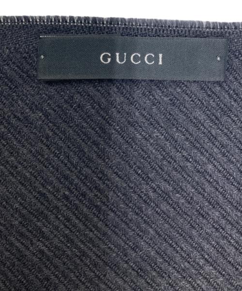 GUCCI（グッチ）GUCCI (グッチ) シルクブレンドウールマフラー ブラック×ピンクの古着・服飾アイテム