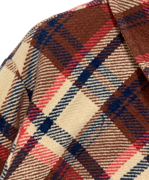 BAPE BY A BATHING APE（ベイプバイアベイシングエイプ）BAPE BY A BATHING APE (ベイプバイアベイシングエイプ) ネルシャツ レッド×ベージュ サイズ:Lの古着・服飾アイテム