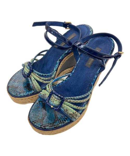 LOUIS VUITTON（ルイ ヴィトン）LOUIS VUITTON (ルイ ヴィトン) エスパドリーユウェッジソールサンダル ネイビー×ベージュ サイズ:35の古着・服飾アイテム