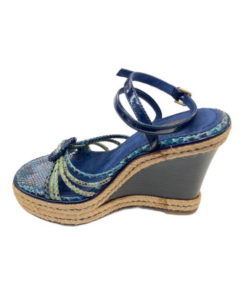 LOUIS VUITTON（ルイ ヴィトン）LOUIS VUITTON (ルイ ヴィトン) エスパドリーユウェッジソールサンダル ネイビー×ベージュ サイズ:35の古着・服飾アイテム