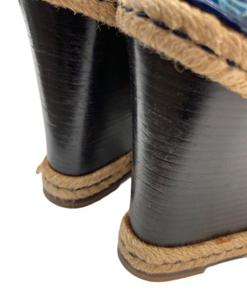 LOUIS VUITTON（ルイ ヴィトン）LOUIS VUITTON (ルイ ヴィトン) エスパドリーユウェッジソールサンダル ネイビー×ベージュ サイズ:35の古着・服飾アイテム