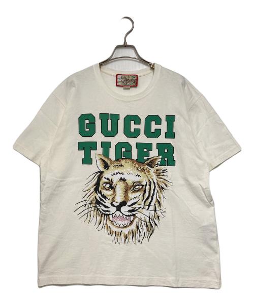 GUCCI（グッチ）GUCCI (グッチ) タイガープリントTシャツ ホワイト サイズ:Lの古着・服飾アイテム