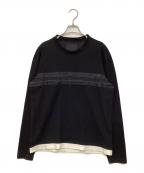 PRADAプラダ）の古着「センター切替ボーダーL/Sカットソー」｜ブラック