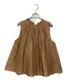 MARILYN MOON（マリリンムーン）の古着「sheer cotton gather blouse」｜ブラウン