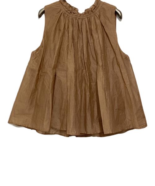 MARILYN MOON（マリリンムーン）MARILYN MOON (マリリンムーン) sheer cotton gather blouse ブラウン サイズ:表記無しの古着・服飾アイテム