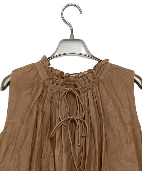 MARILYN MOON（マリリンムーン）MARILYN MOON (マリリンムーン) sheer cotton gather blouse ブラウン サイズ:表記無しの古着・服飾アイテム