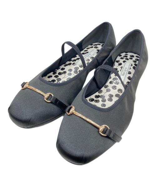 HER LIP TO（ハーリップトゥ）HER LIP TO (ハーリップトゥ) Cherry-Patterned Mary Jane Flats（チェリーパターンマリージュン） ブラック サイズ:37の古着・服飾アイテム