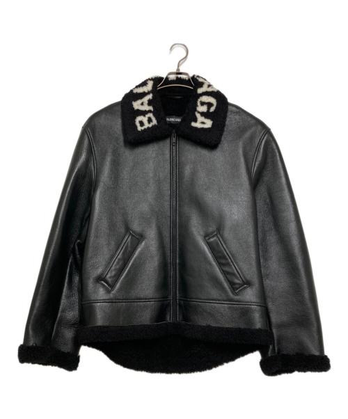 BALENCIAGA（バレンシアガ）BALENCIAGA (バレンシアガ) COCOON シアリング ムートン （コクーンシアリングムートン）レザージャケット ブラック サイズ:46の古着・服飾アイテム
