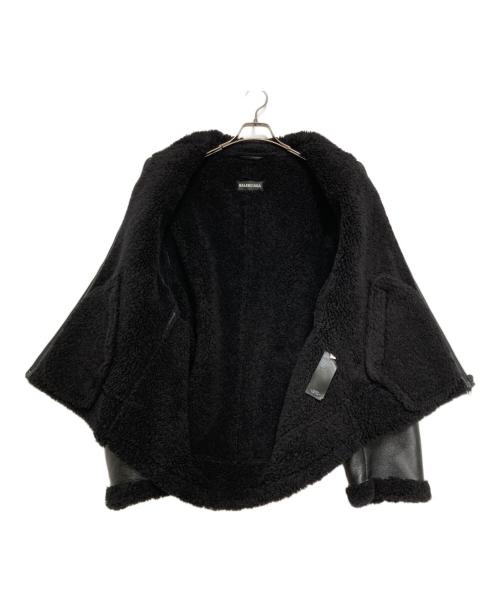BALENCIAGA（バレンシアガ）BALENCIAGA (バレンシアガ) COCOON シアリング ムートン （コクーンシアリングムートン）レザージャケット ブラック サイズ:46の古着・服飾アイテム