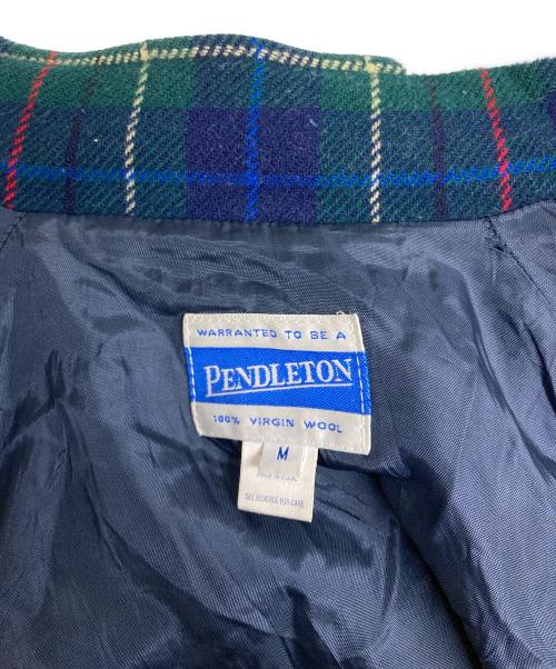 PENDLETON（ペンドルトン）PENDLETON (ペンドルトン) 90S' タータンチェックウールブルゾン グリーン×ネイビー サイズ:Mの古着・服飾アイテム