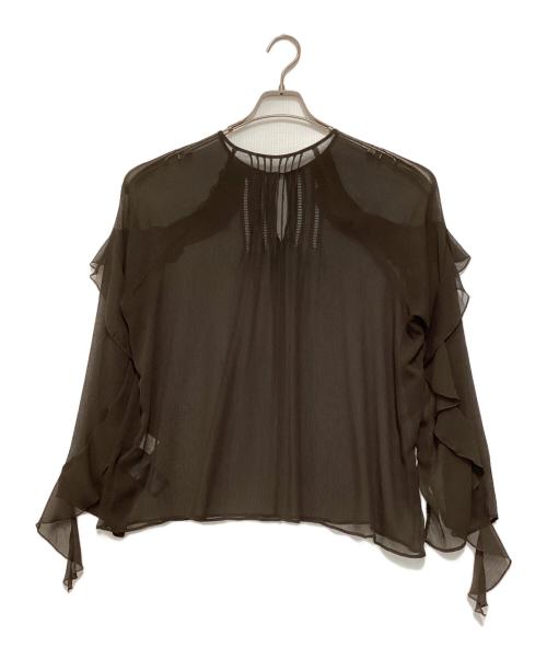 Noble（ノーブル）Noble (ノーブル) L'AUBE BLANC (ローブ ブラン) 楊柳フリル梯子刺繍ブラウス ブラウン サイズ:FREEの古着・服飾アイテム