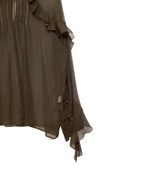 Noble（ノーブル）Noble (ノーブル) L'AUBE BLANC (ローブ ブラン) 楊柳フリル梯子刺繍ブラウス ブラウン サイズ:FREEの古着・服飾アイテム