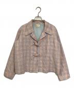MEYAMEメヤメ）の古着「リボンツイードジャケット」｜ピンク×ブルー