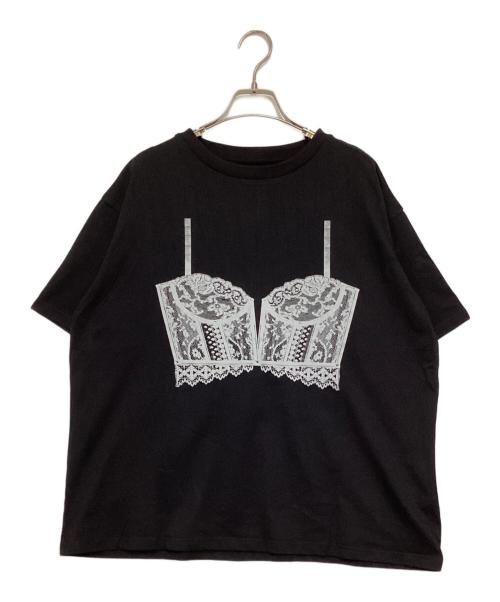 Ameri（アメリ）Ameri (アメリ) MEDI LINGERIE TROMPE L`OEIL TEE ブラック サイズ:Fの古着・服飾アイテム