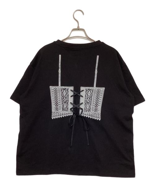 Ameri（アメリ）Ameri (アメリ) MEDI LINGERIE TROMPE L`OEIL TEE ブラック サイズ:Fの古着・服飾アイテム