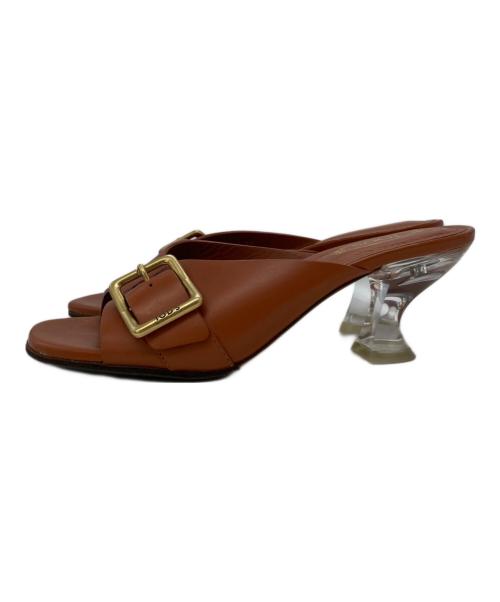 TOD'S（トッズ）TOD'S (トッズ) クリアヒールミュール ブラウン サイズ:37の古着・服飾アイテム